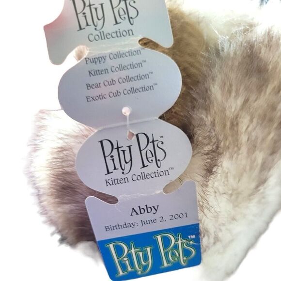 VTG Pity Pets Siamese Cat Plush Big Eyes Stuffed Kitty Soft Toy "Abby" NOS w/Tag - Picture 4 of 5